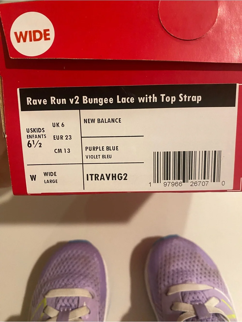 New Balance Kids Lavender and Blue Hook-and-Loop Sneakers